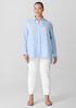 Puckered Organic Linen Stripe Classic Collar Shirt