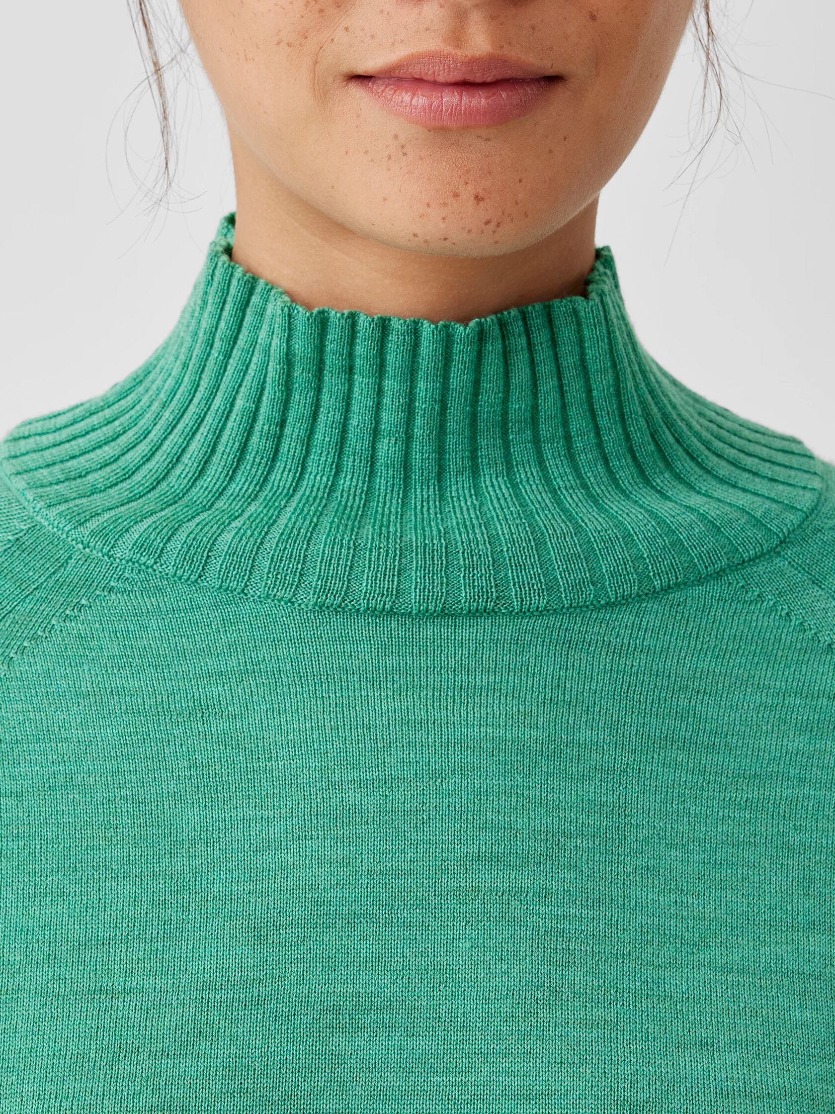 Merino Jersey Turtleneck Top in Regenerative Wool