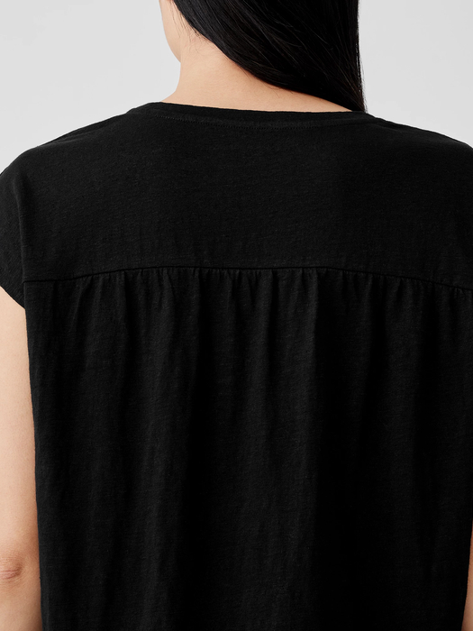 Organic Linen Jersey Shirred-Back Top