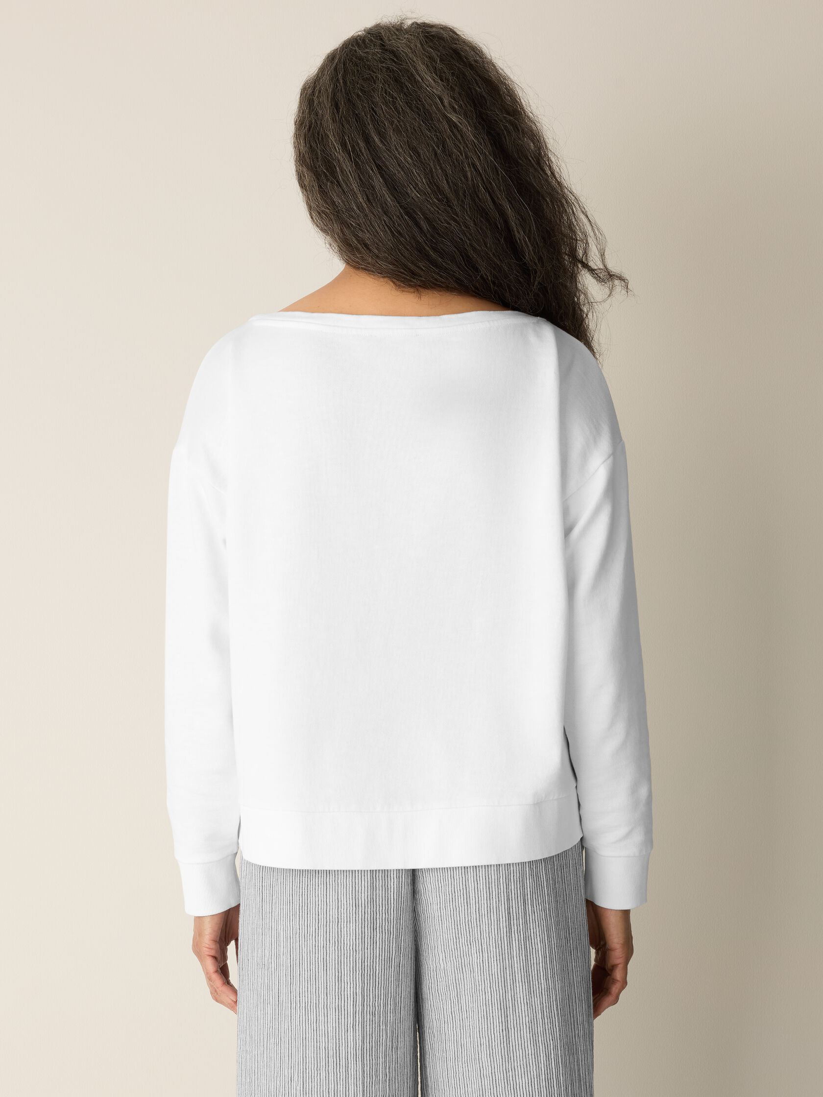 Garment-Dyed Organic Cotton Terry Bateau Neck Top