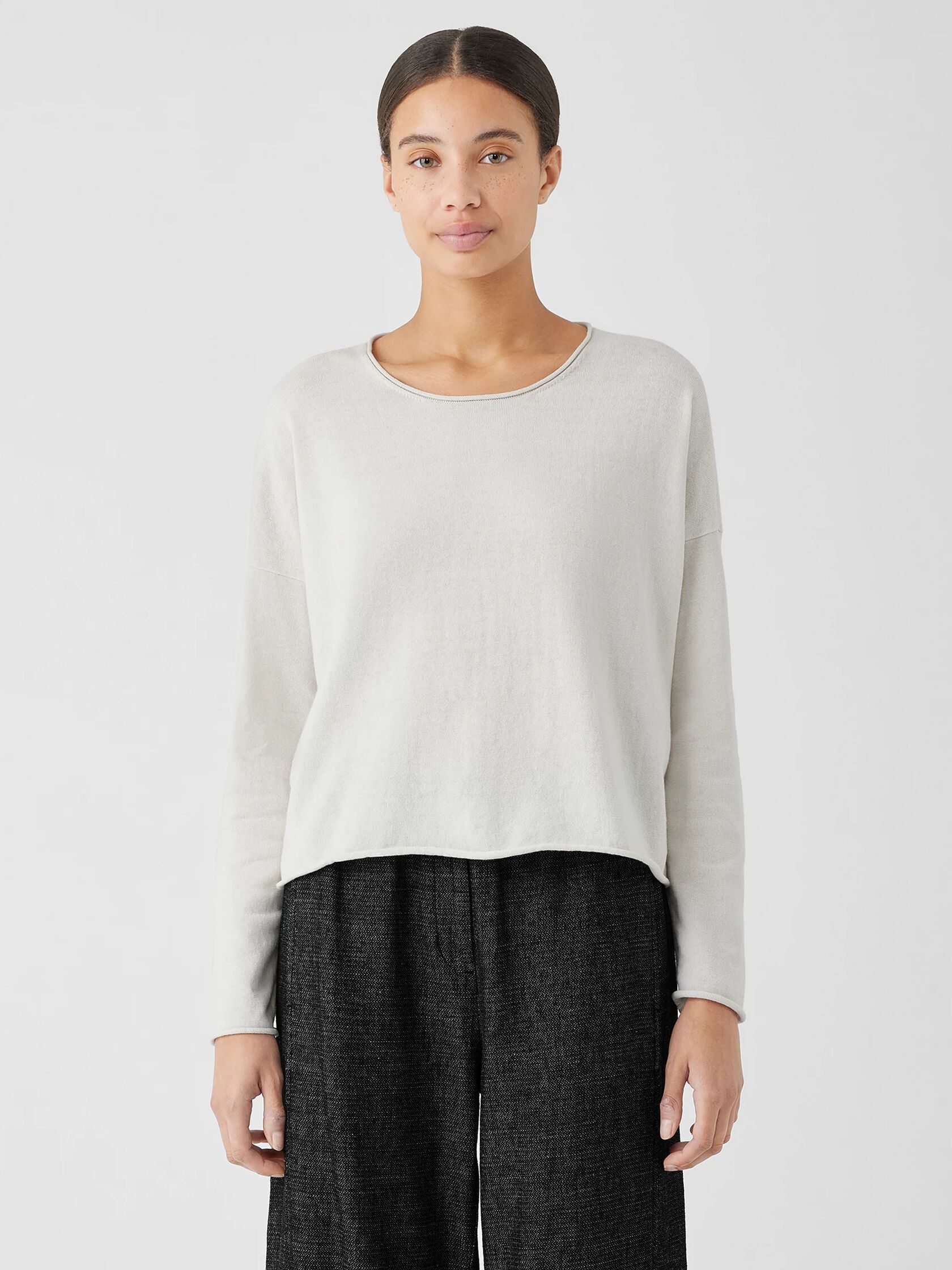 Peruvian Organic Cotton Crepe Crew Neck Top