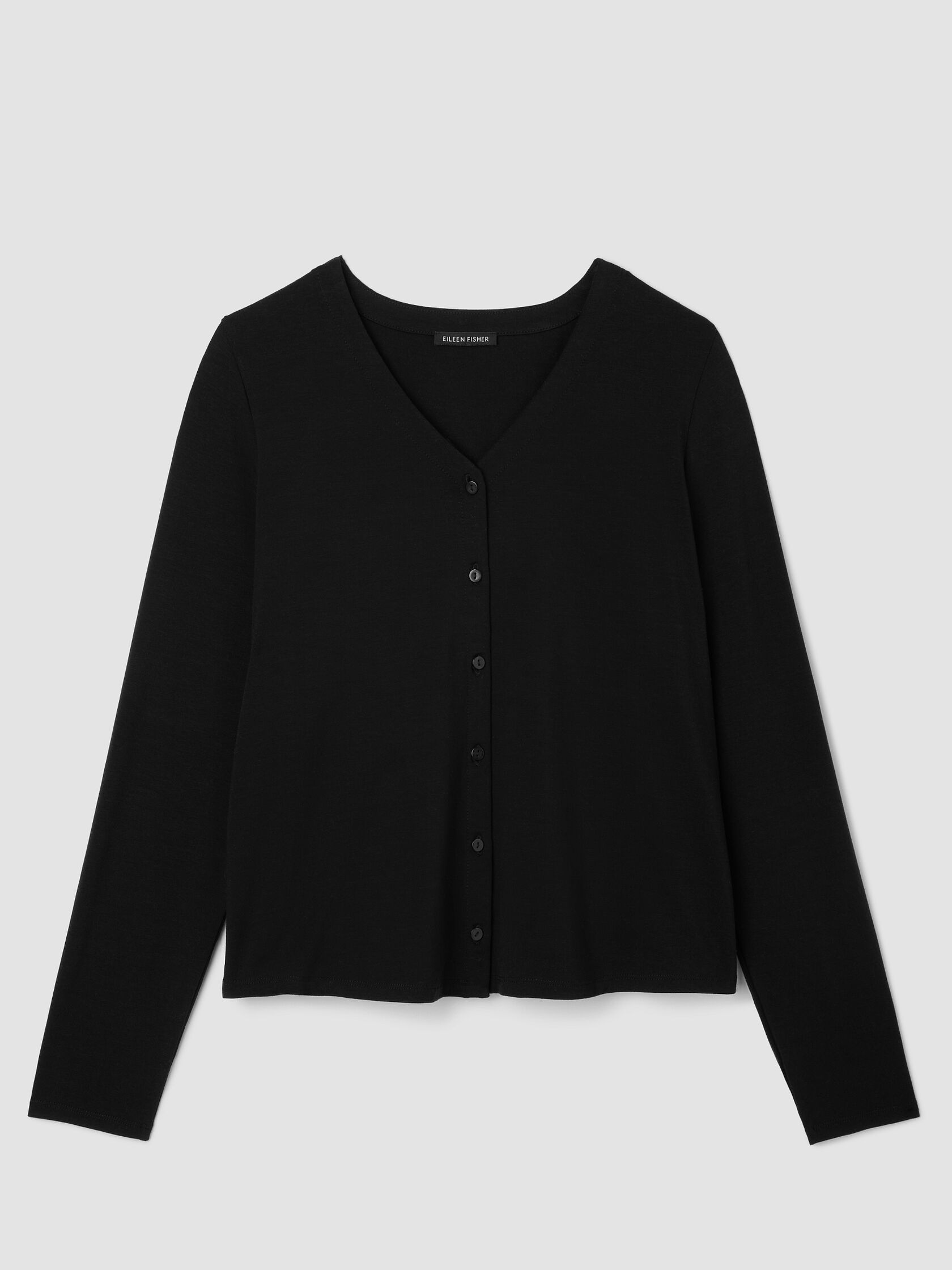 Stretch Jersey Knit Button-Front Top