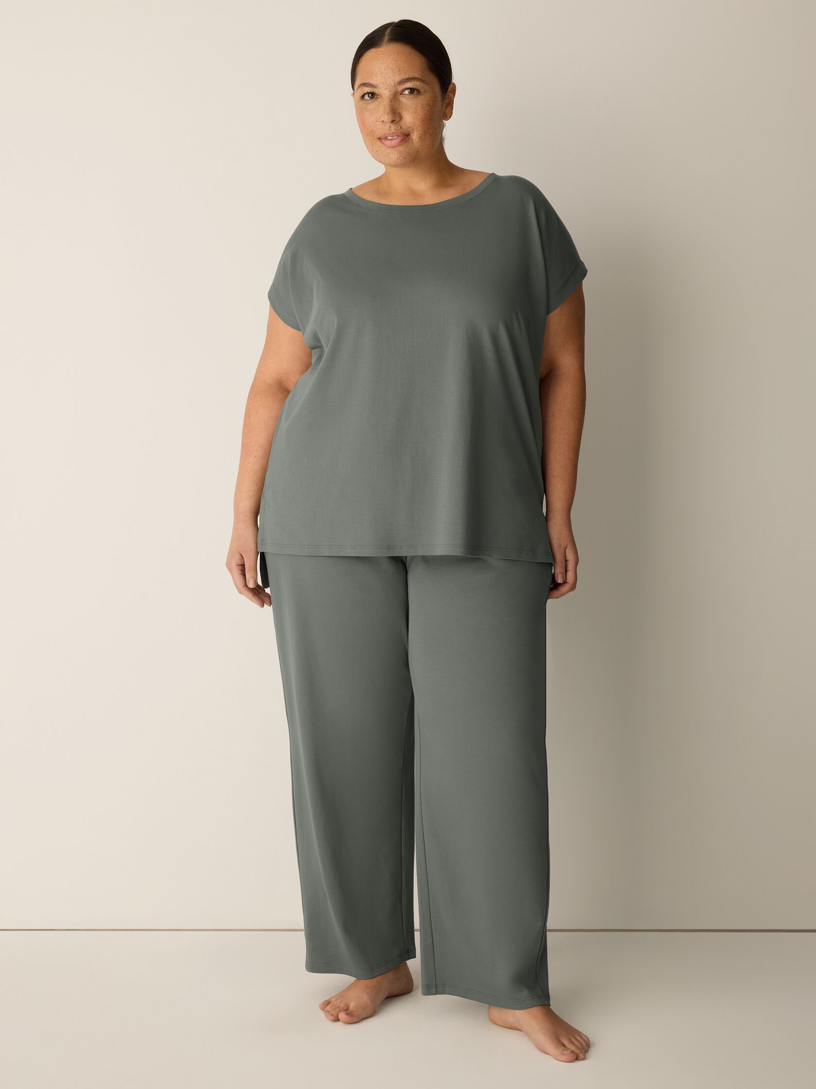 Organic Cotton Interlock Jewel Neck Sleep Tee