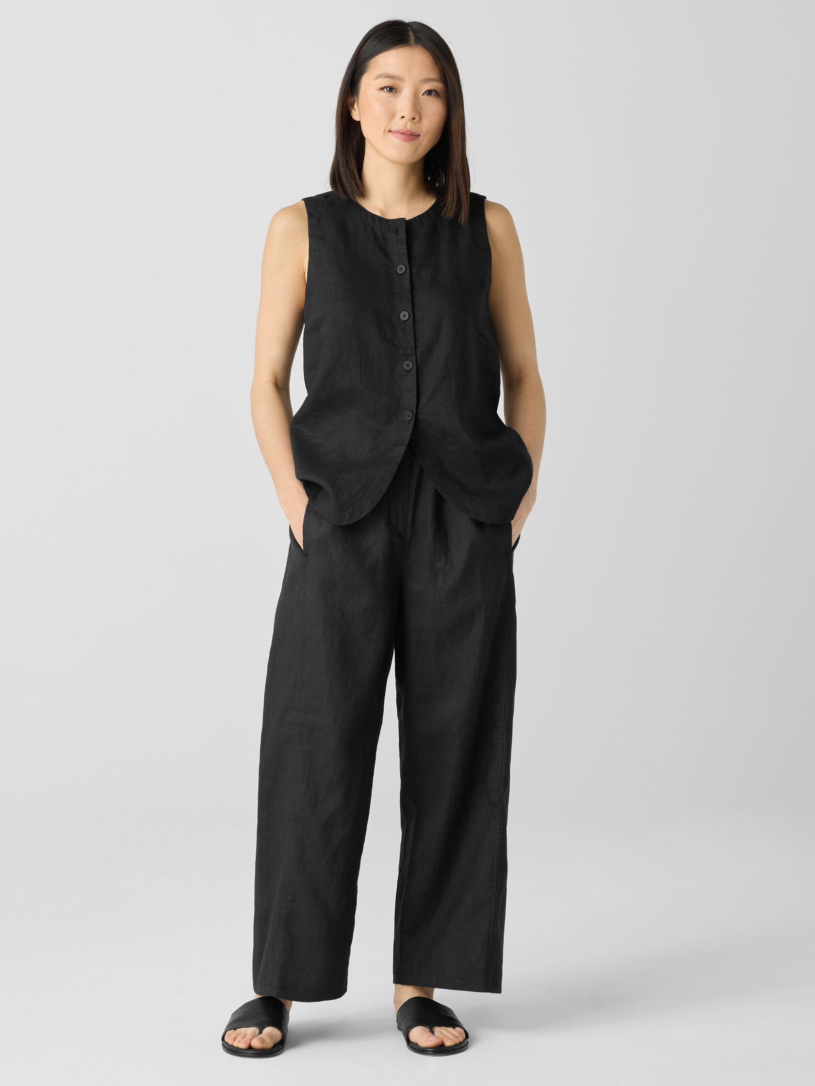 Organic Linen Wide-Leg Trouser Pant