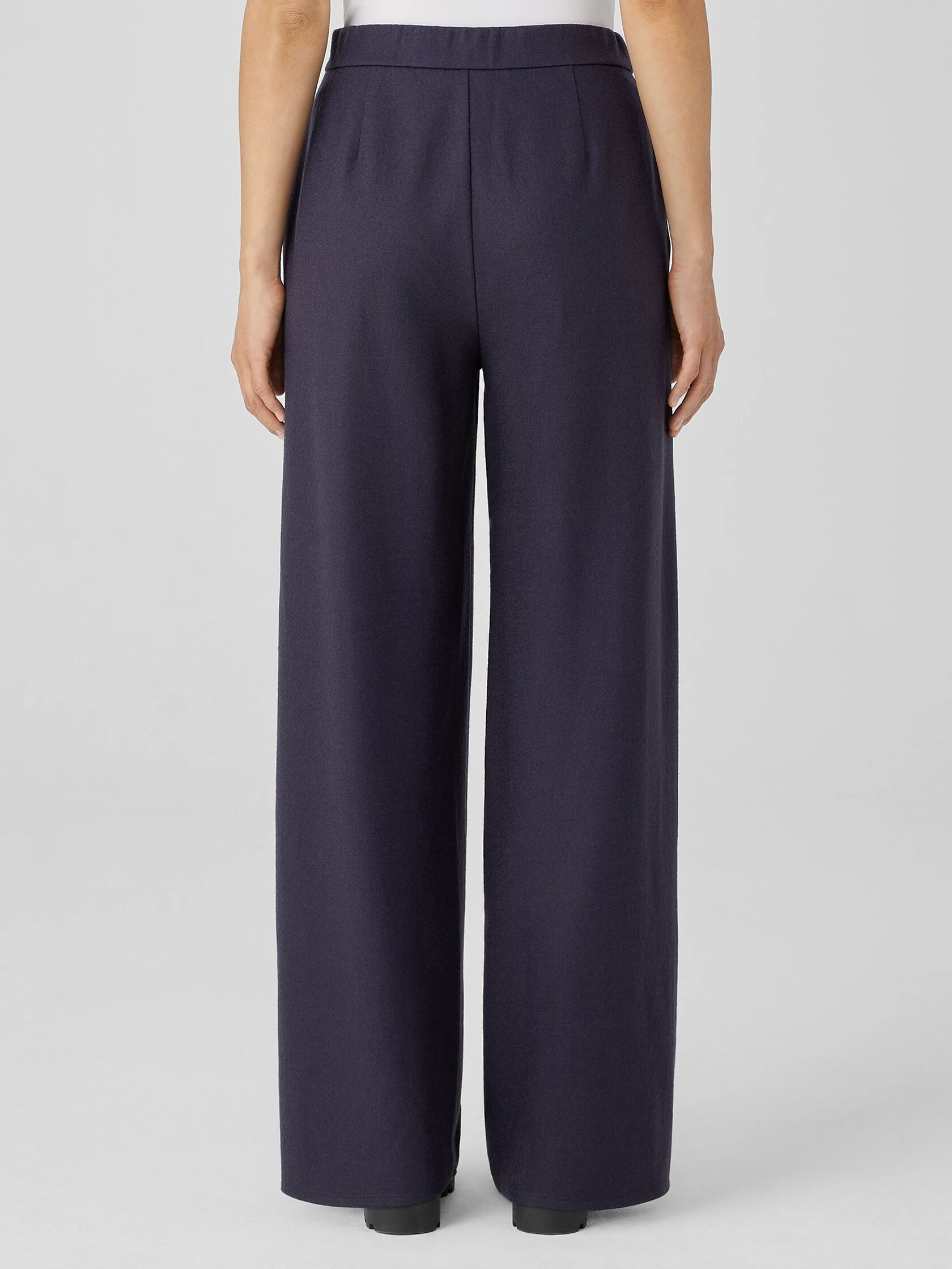 Boiled Wool Jersey Pleated Wide-Leg Pant