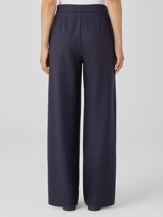 Boiled Wool Jersey Pleated Wide-Leg Pant