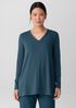 Fine Stretch Jersey Knit V-Neck Long Top