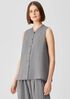 Puckered Organic Linen Mandarin Collar Shirt