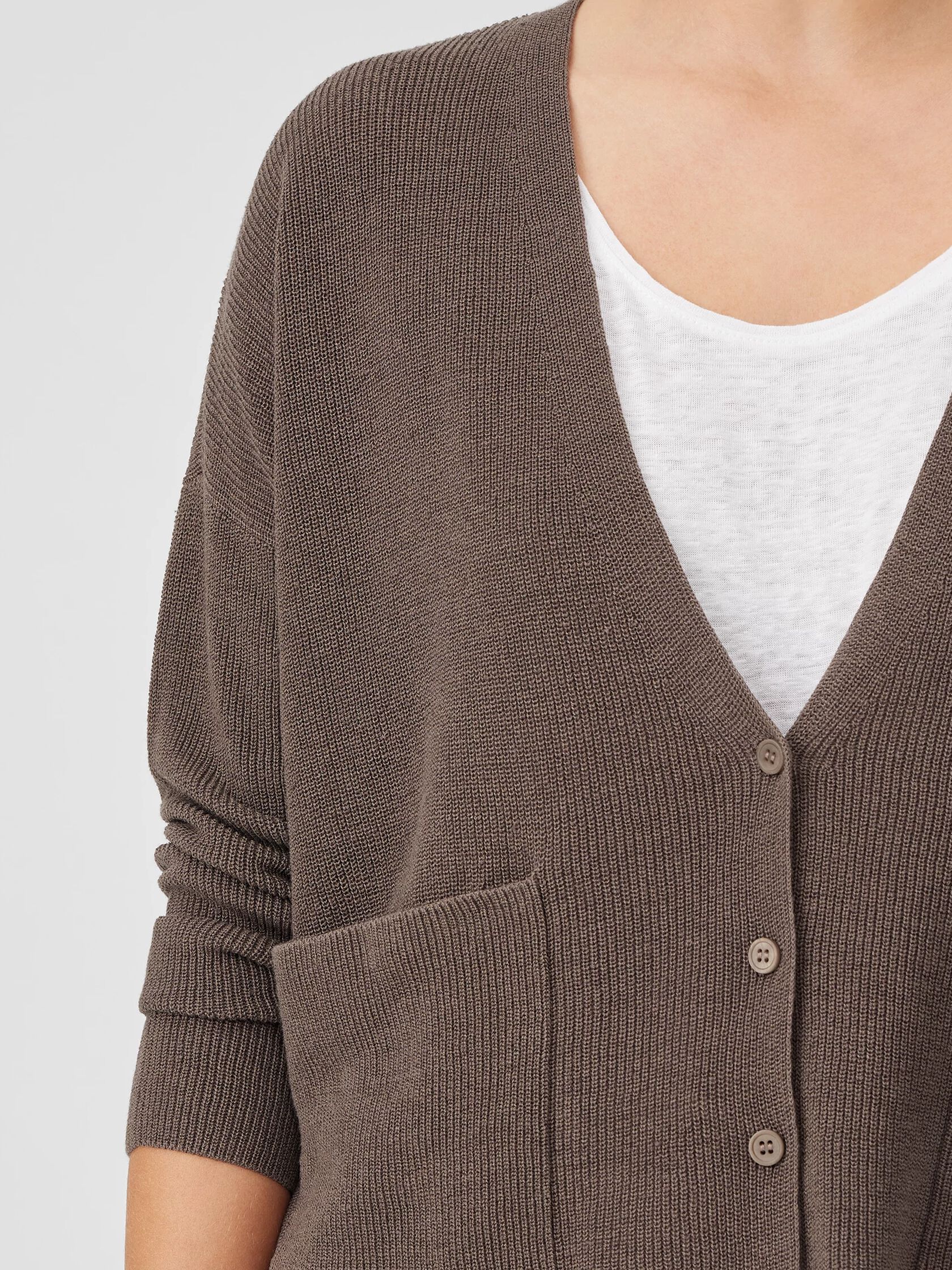 Organic Linen Cotton V-Neck Cardigan