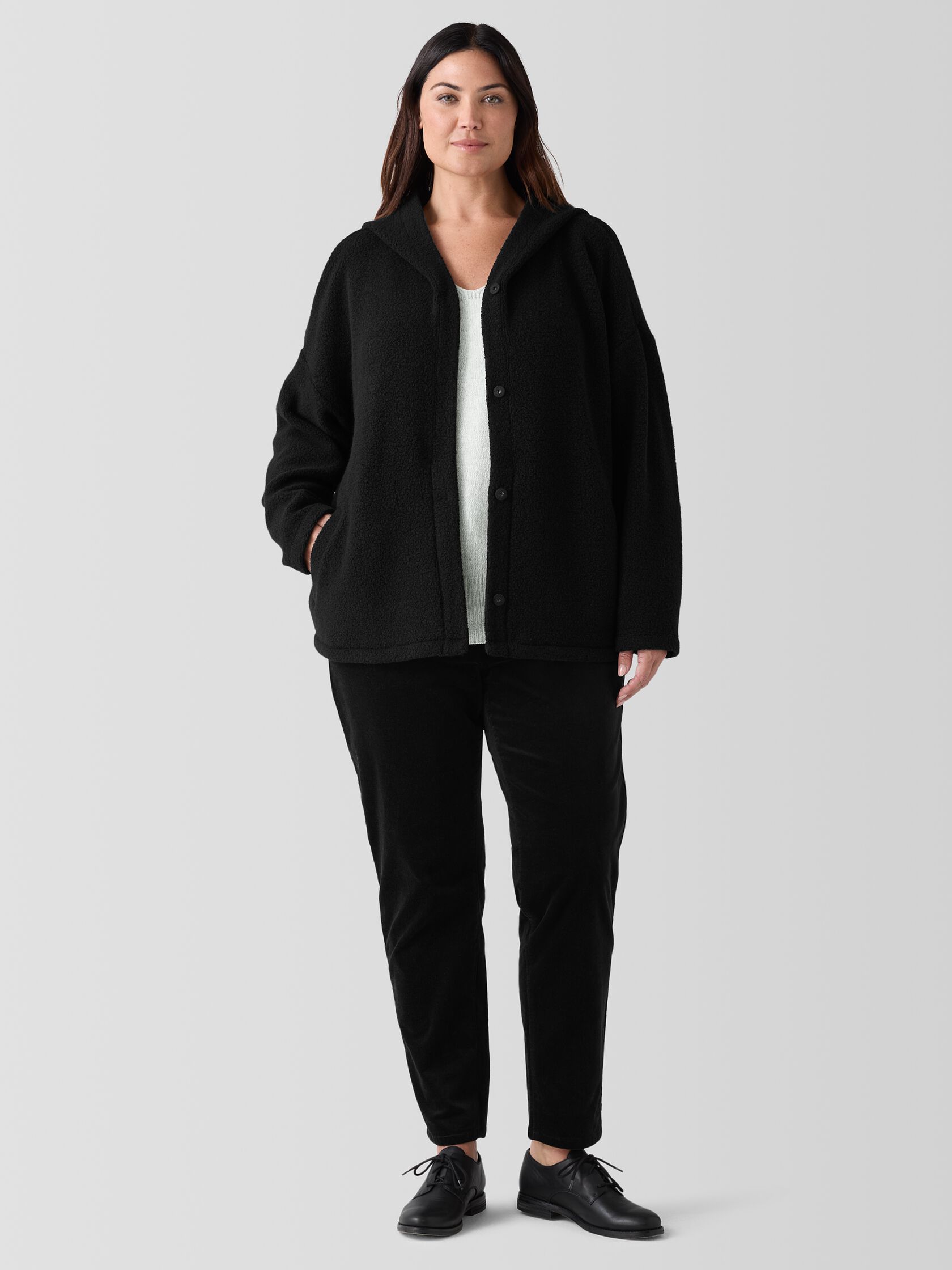 Cozy Recycled Wool Boucle Hooded Jacket