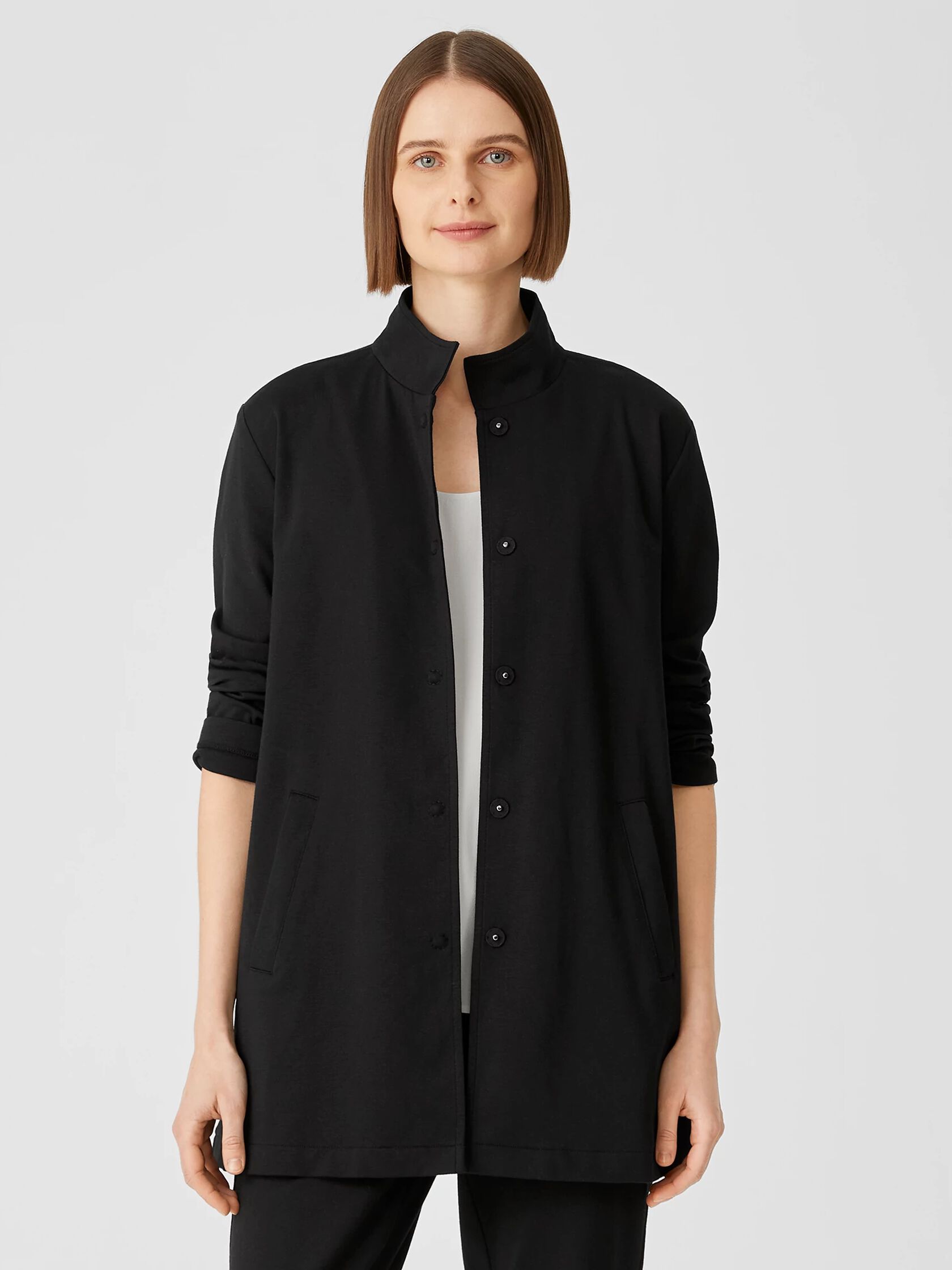 Cotton Ponte Stand Collar Jacket