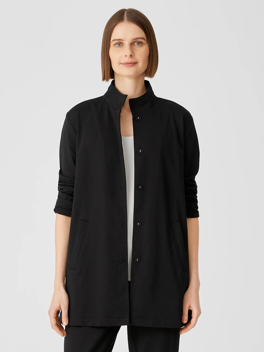Eileen Fisher Cotton Stand Collar Jacket Cotton Ponte Stand Collar