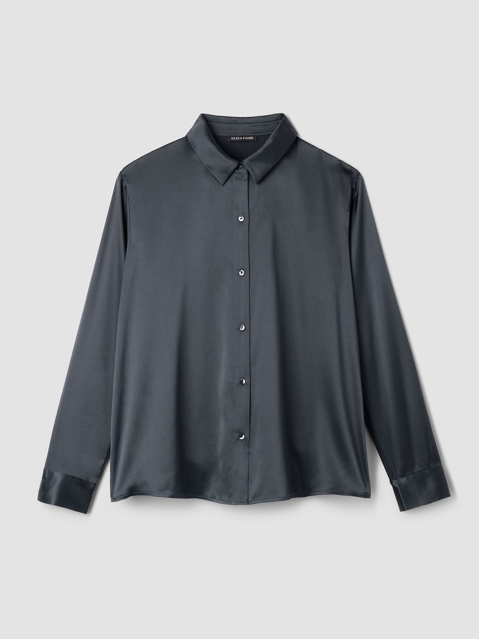 Stretch Silk Charmeuse Classic Collar Shirt