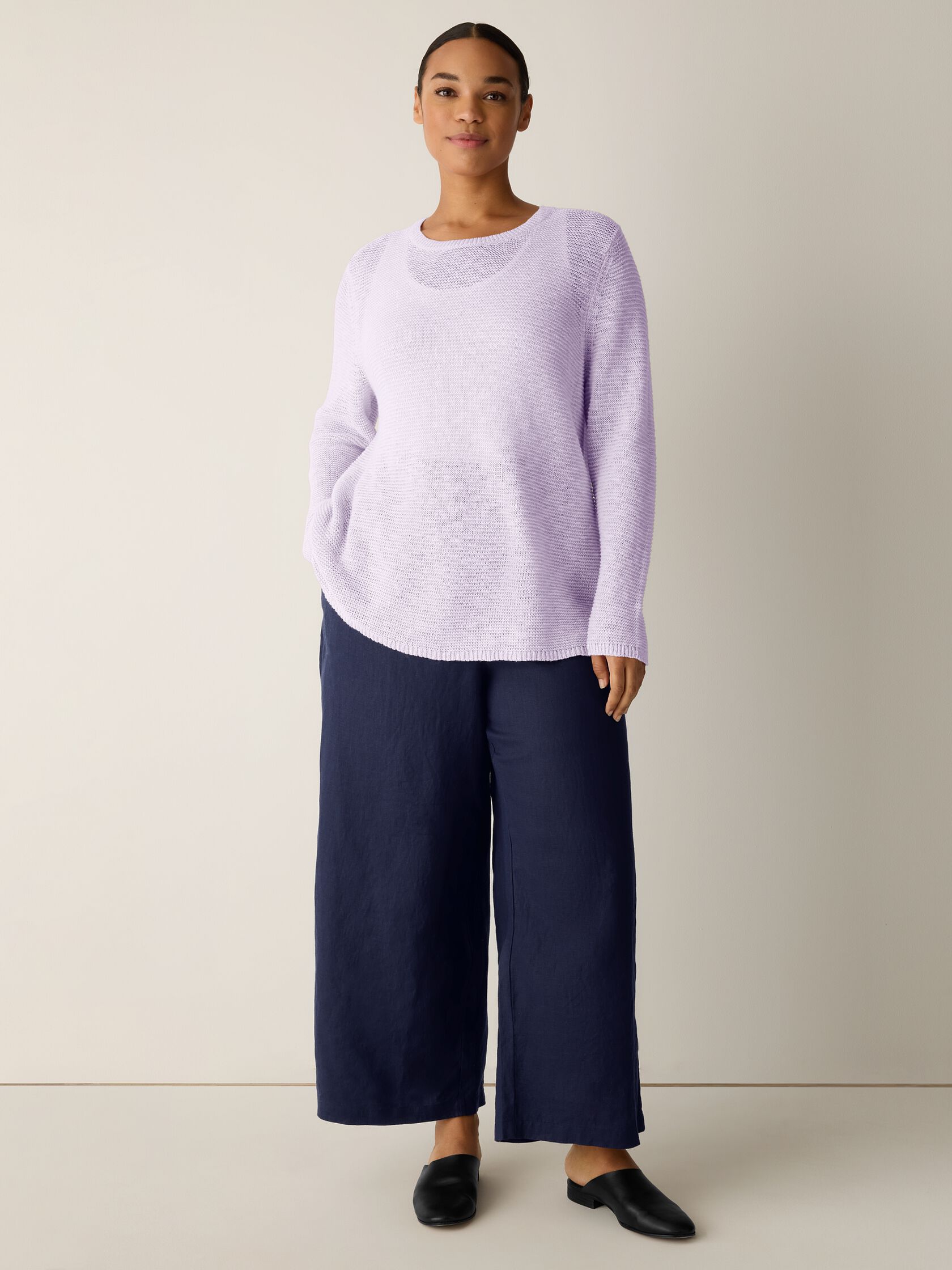 Organic Linen Cotton Slub Crew Neck Top