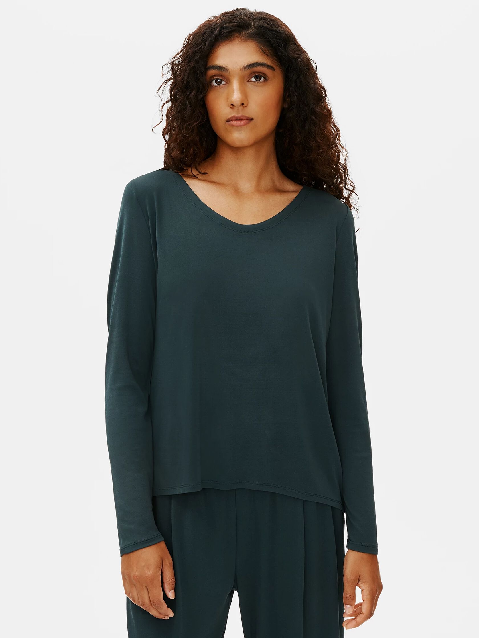Stretch Silk Jersey V-Neck Tee