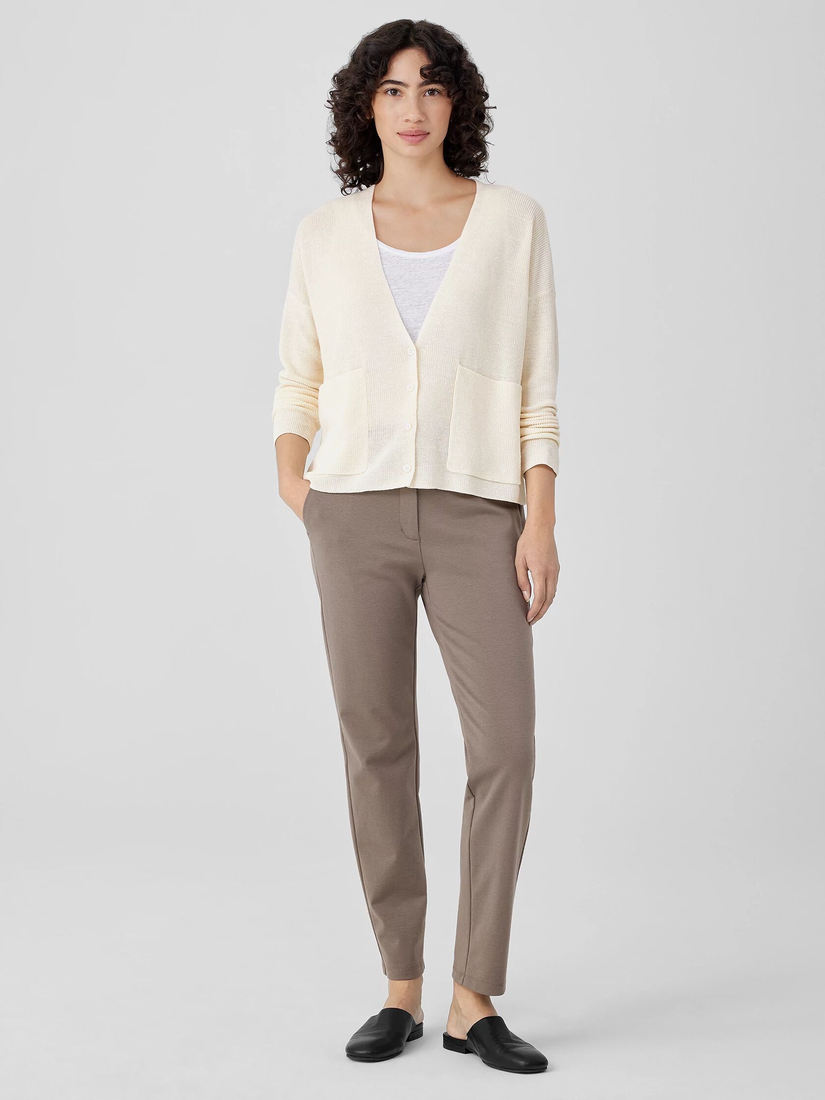 Organic Linen Cotton V-Neck Cardigan