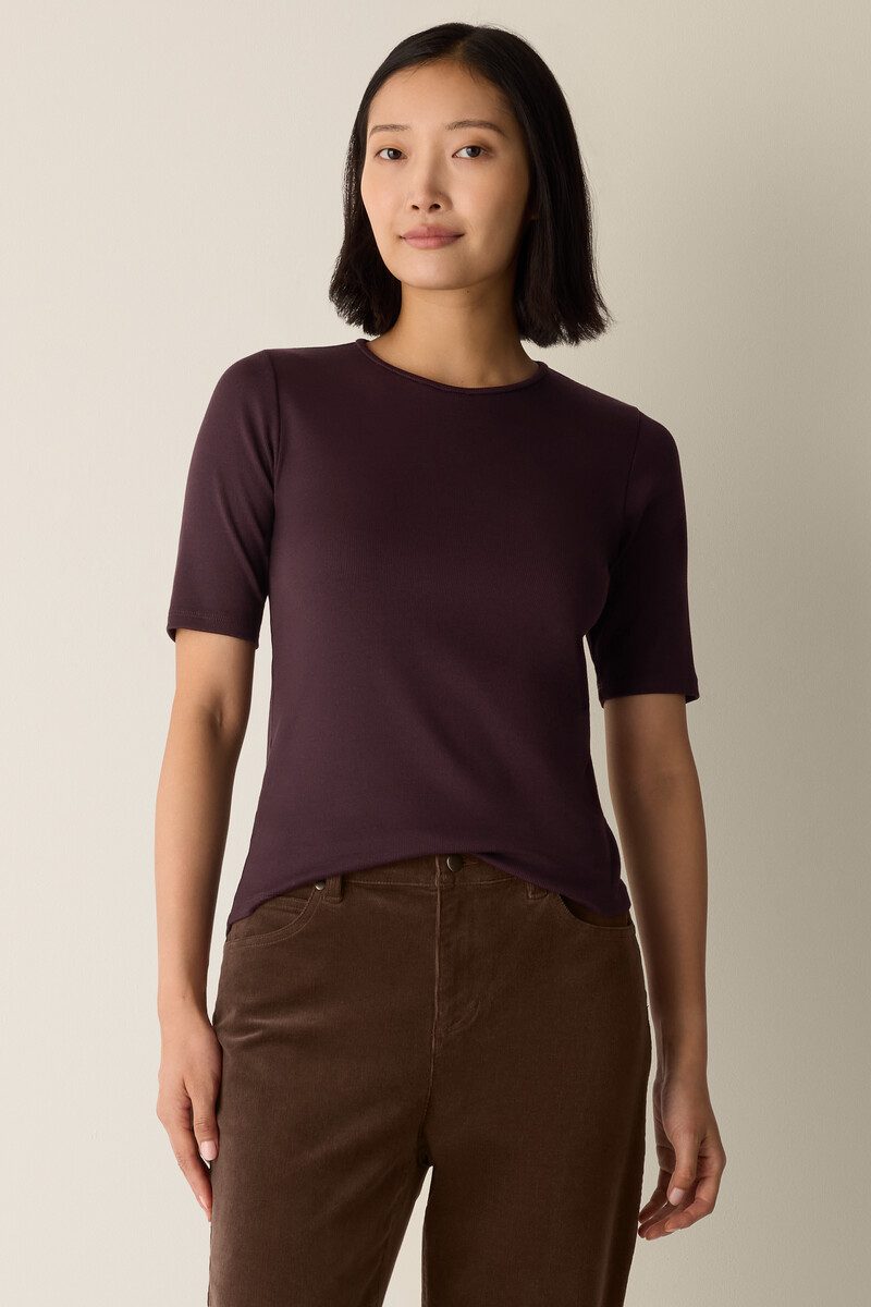 Organic Cotton Stretch Rib Crew Neck Tee Organic Cotton Stretch Rib Crew Neck Tee
