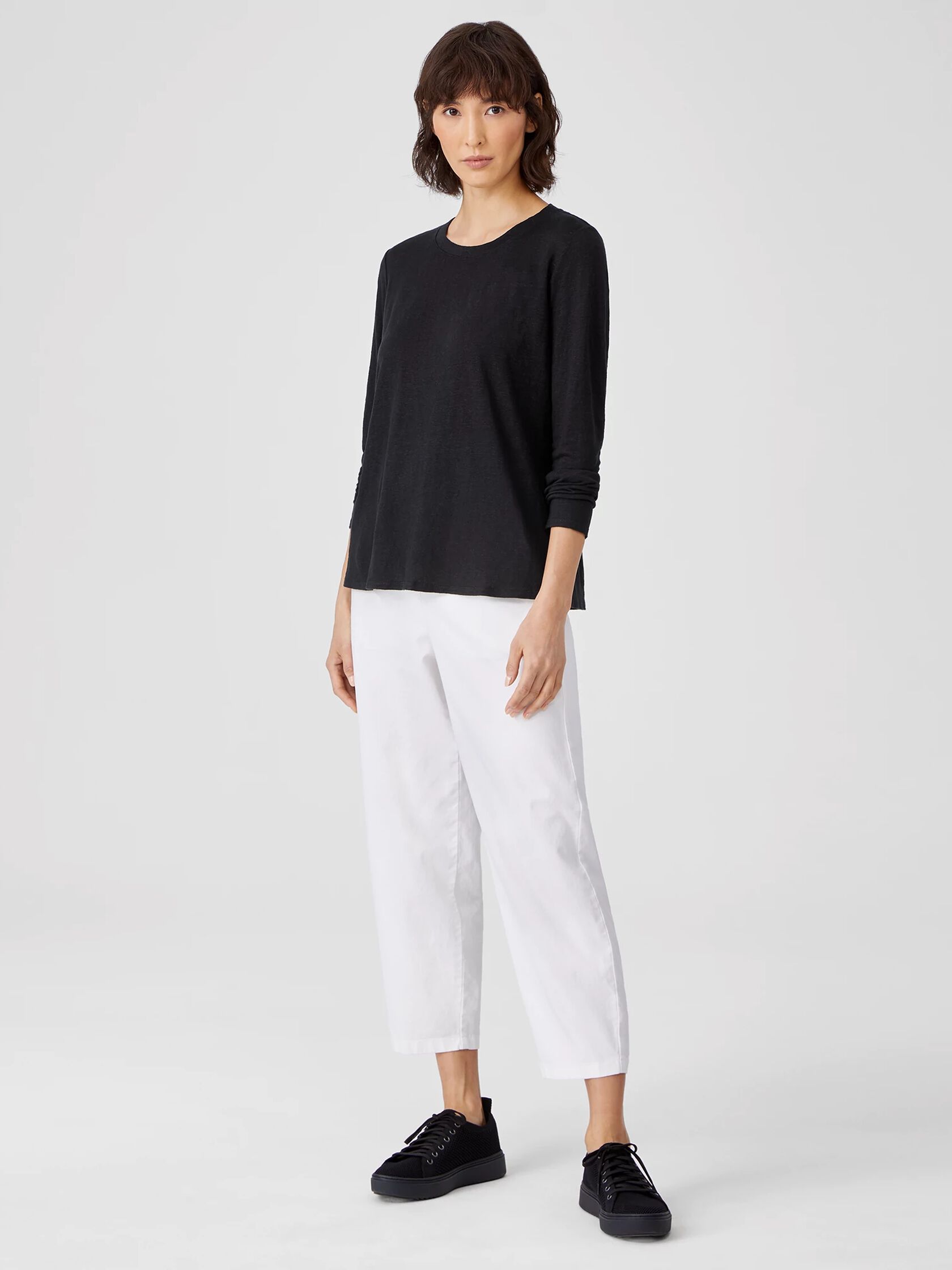 Organic Linen Jersey Crew Neck Top