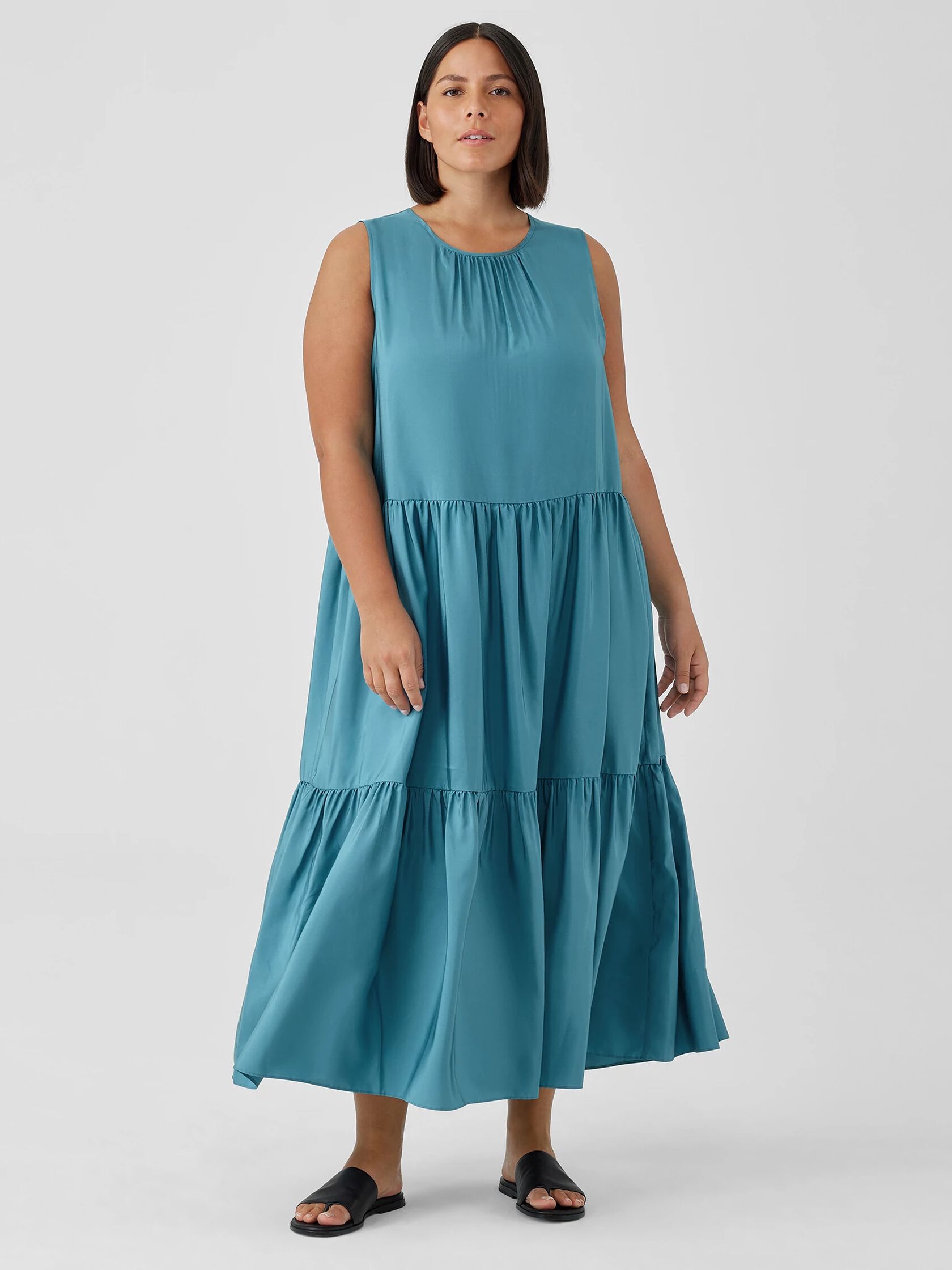 Washed Silk Tiered Dress