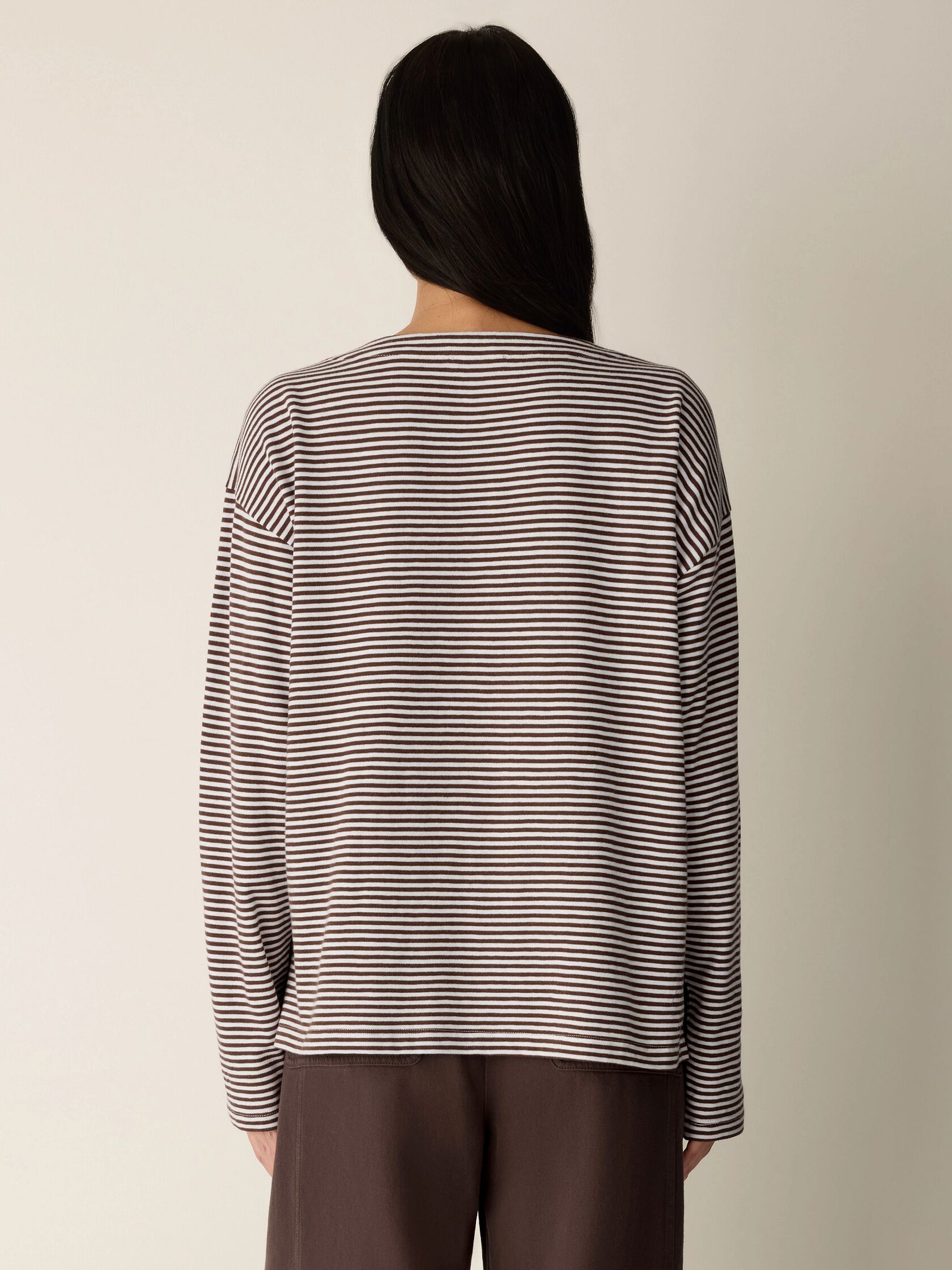 Striped Organic Cotton Slub Bateau Neck Top