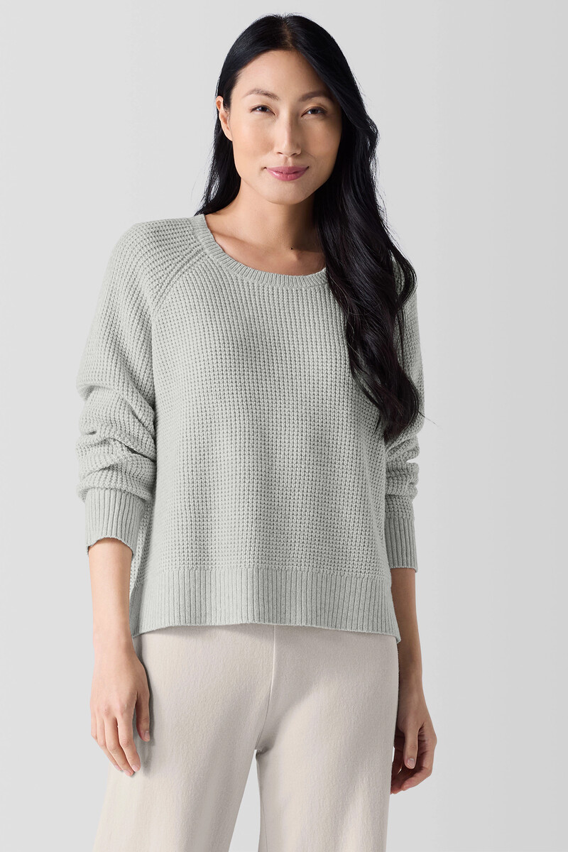 Cotton and Recycled Cashmere Thermal Crew Neck Top Cotton and Recycled Cashmere Thermal Crew Neck Top