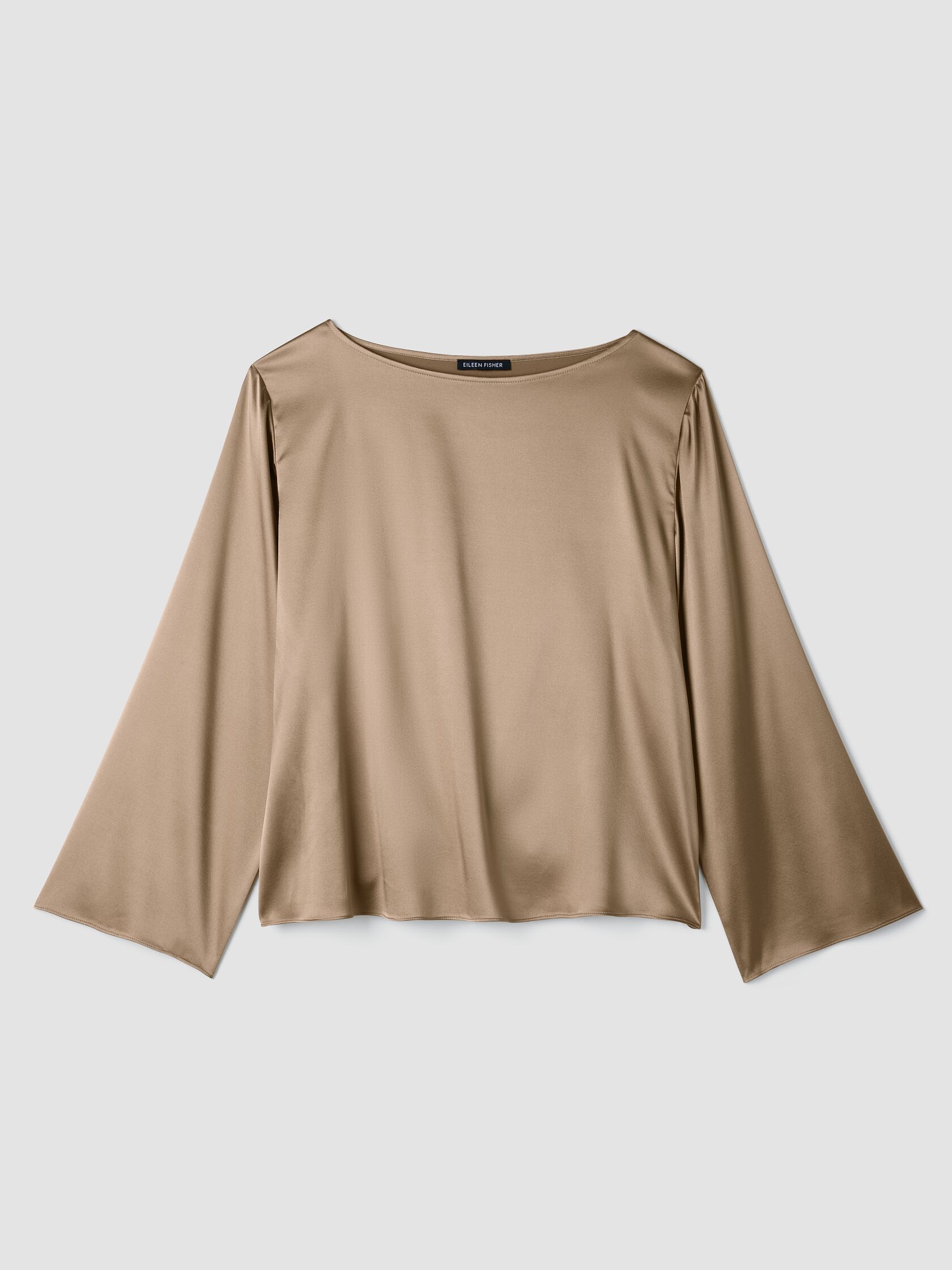 Stretch Silk Charmeuse Bateau Neck Top
