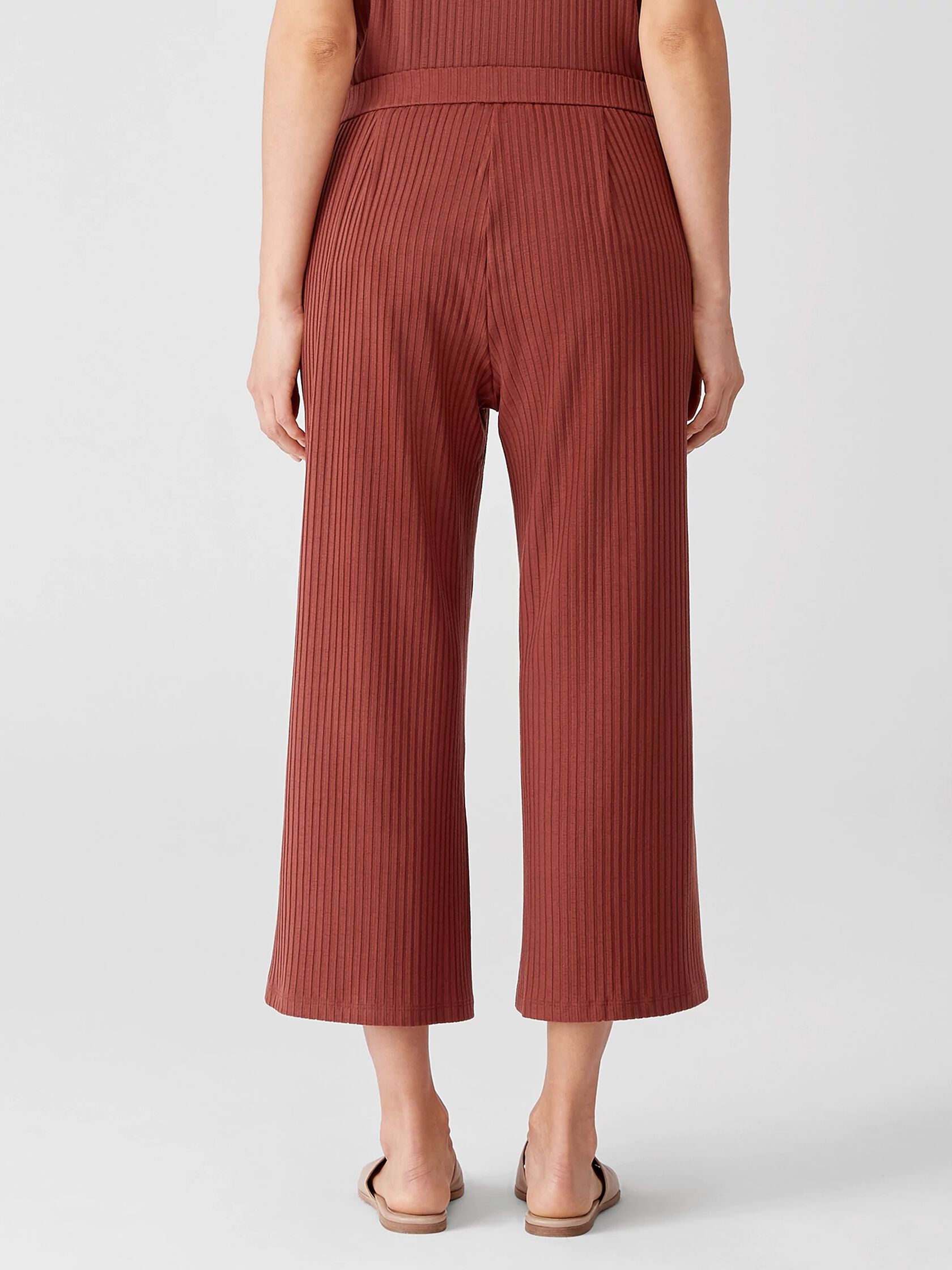 Textured Stretch Rib Wide-Leg Pant