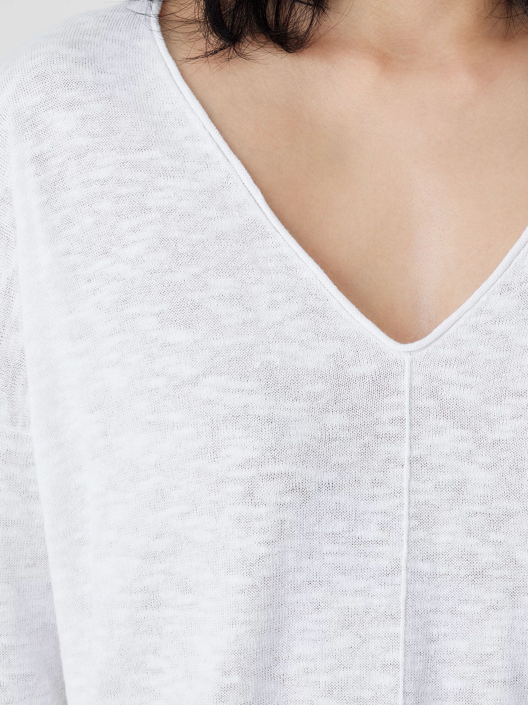 Organic Linen Cotton Slub V-Neck Top