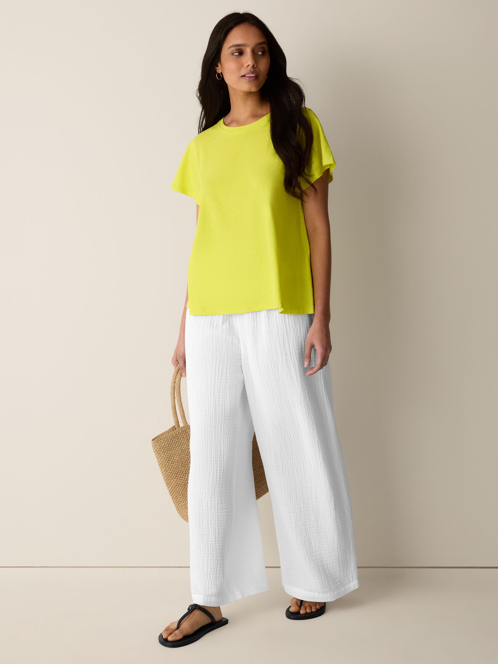 Organic Cotton Slubby Jersey Crew Neck Tee