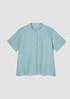 Organic Handkerchief Linen Band Collar Short-Sleeve Shirt