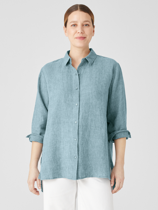 Washed Organic Linen Delave Classic Collar Shirt