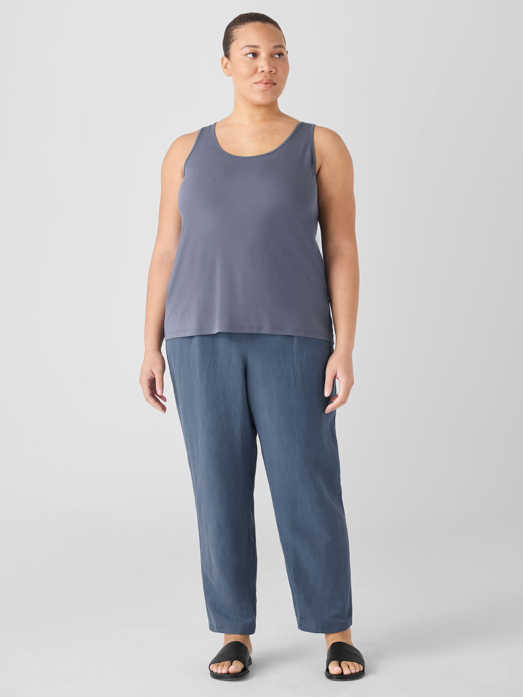 Stretch Silk Jersey Scoop Neck Tank