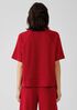 Organic Cotton Slubby Rib Knit Elbow-Sleeve Top