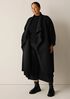 Lustrous Wool Drape Neck Coat