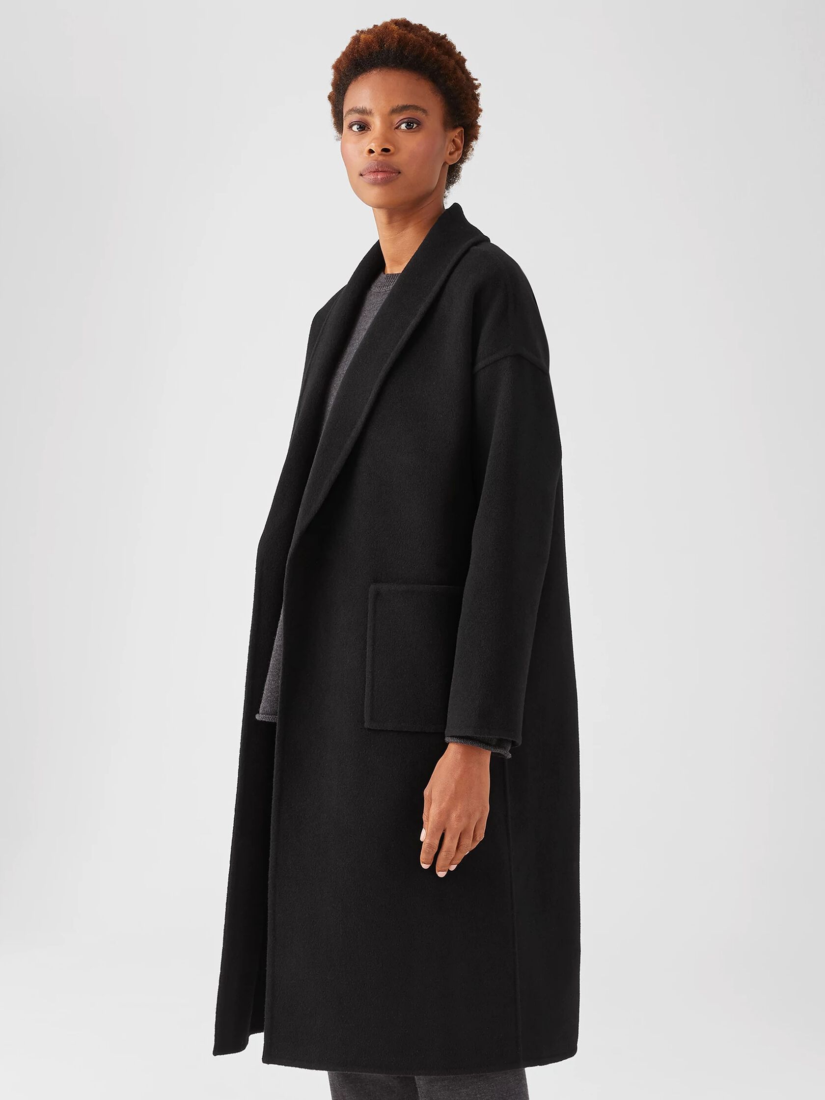 Doubleface Wool Cashmere Shawl Collar Coat