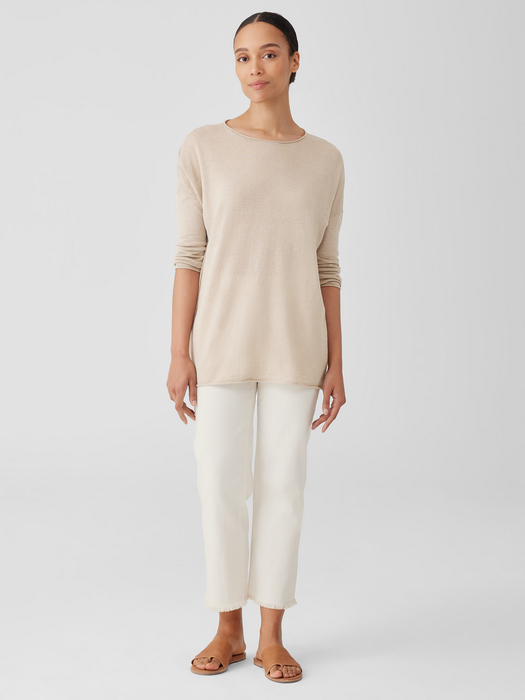 Organic Linen Cotton Jersey Round Neck Top