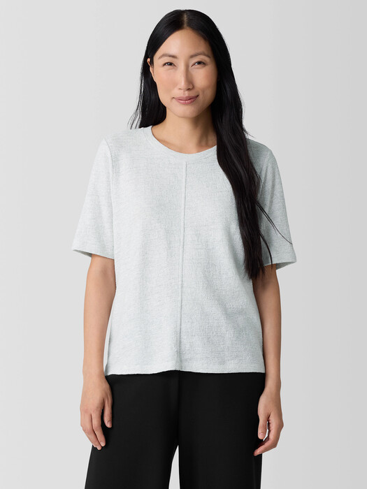 Organic Cotton Jacquard Crew Neck Top