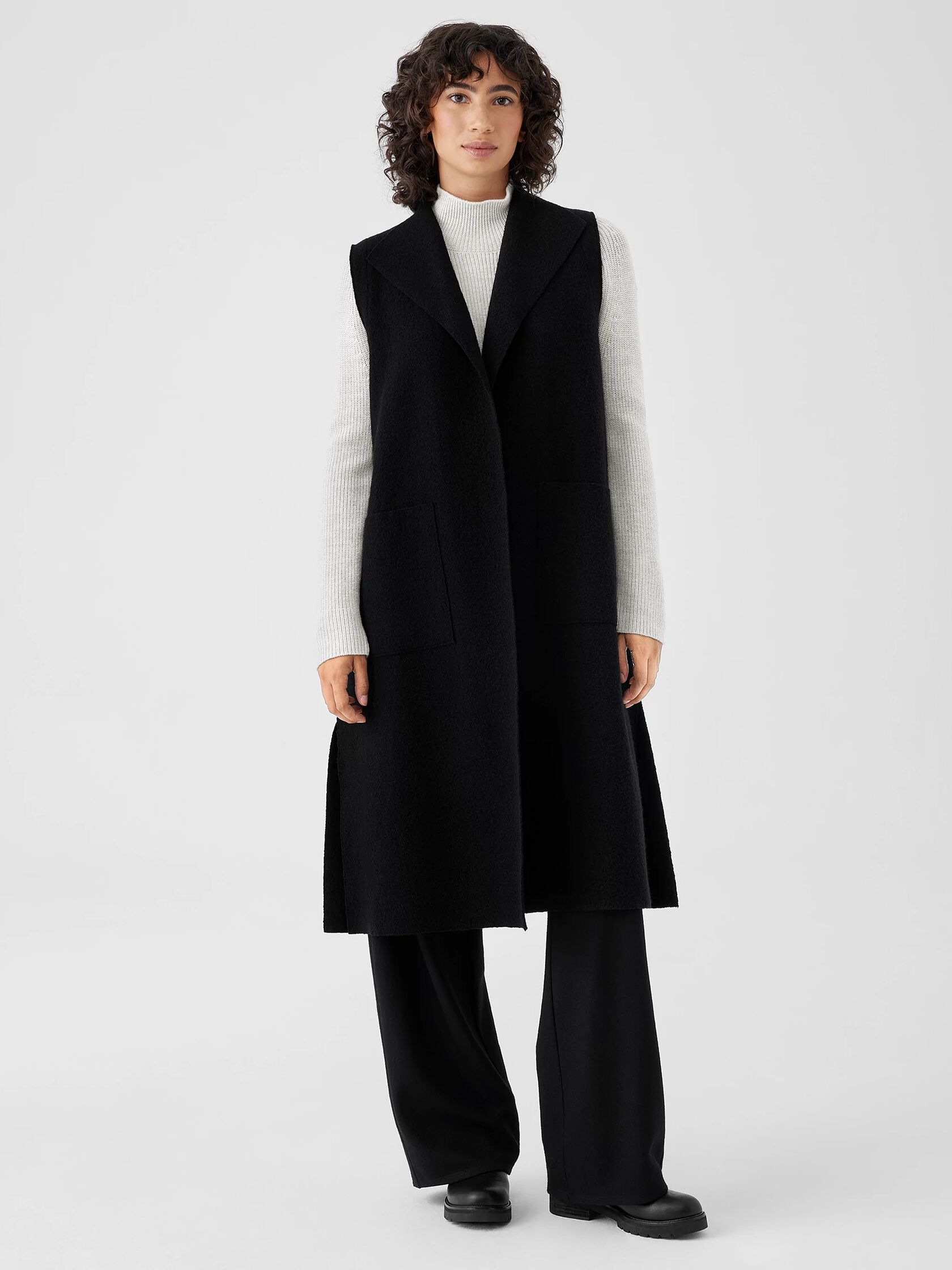 Lightweight Boiled Wool Vest in Regenerative Wool