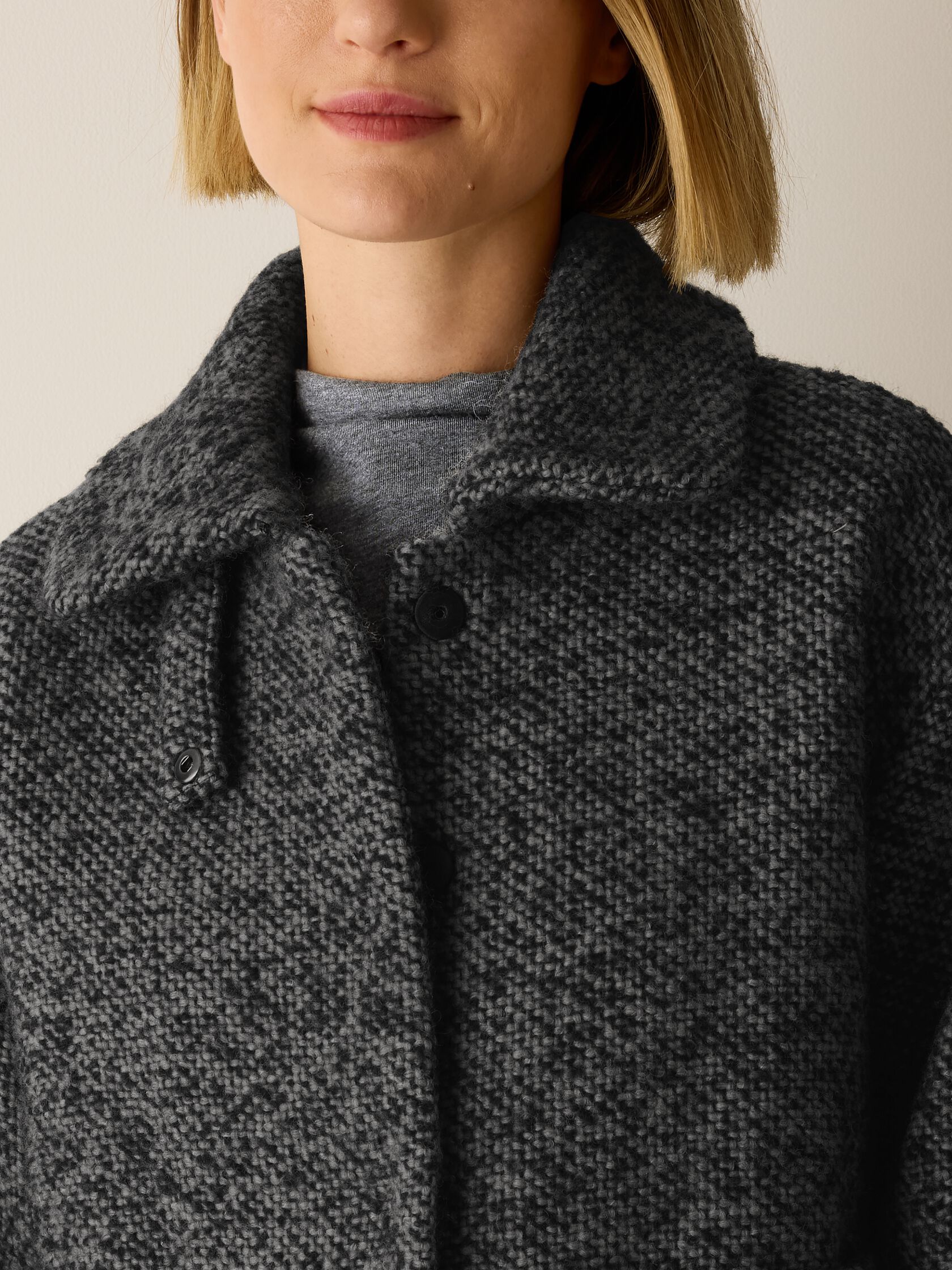 Marled Wool Tweed Classic Collar Jacket