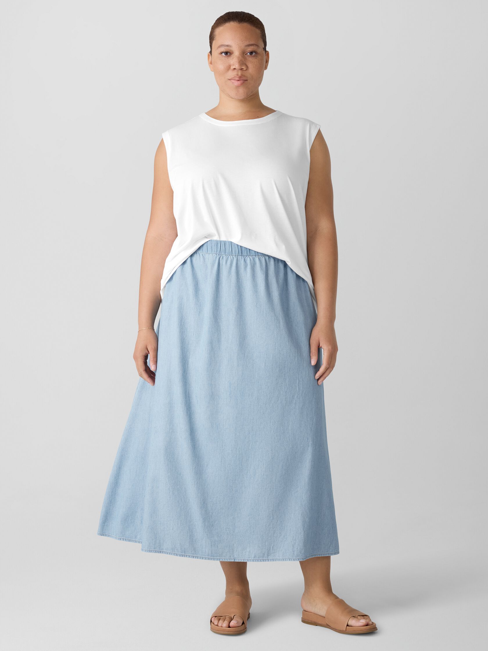 Airy Organic Cotton Twill Pocket Skirt