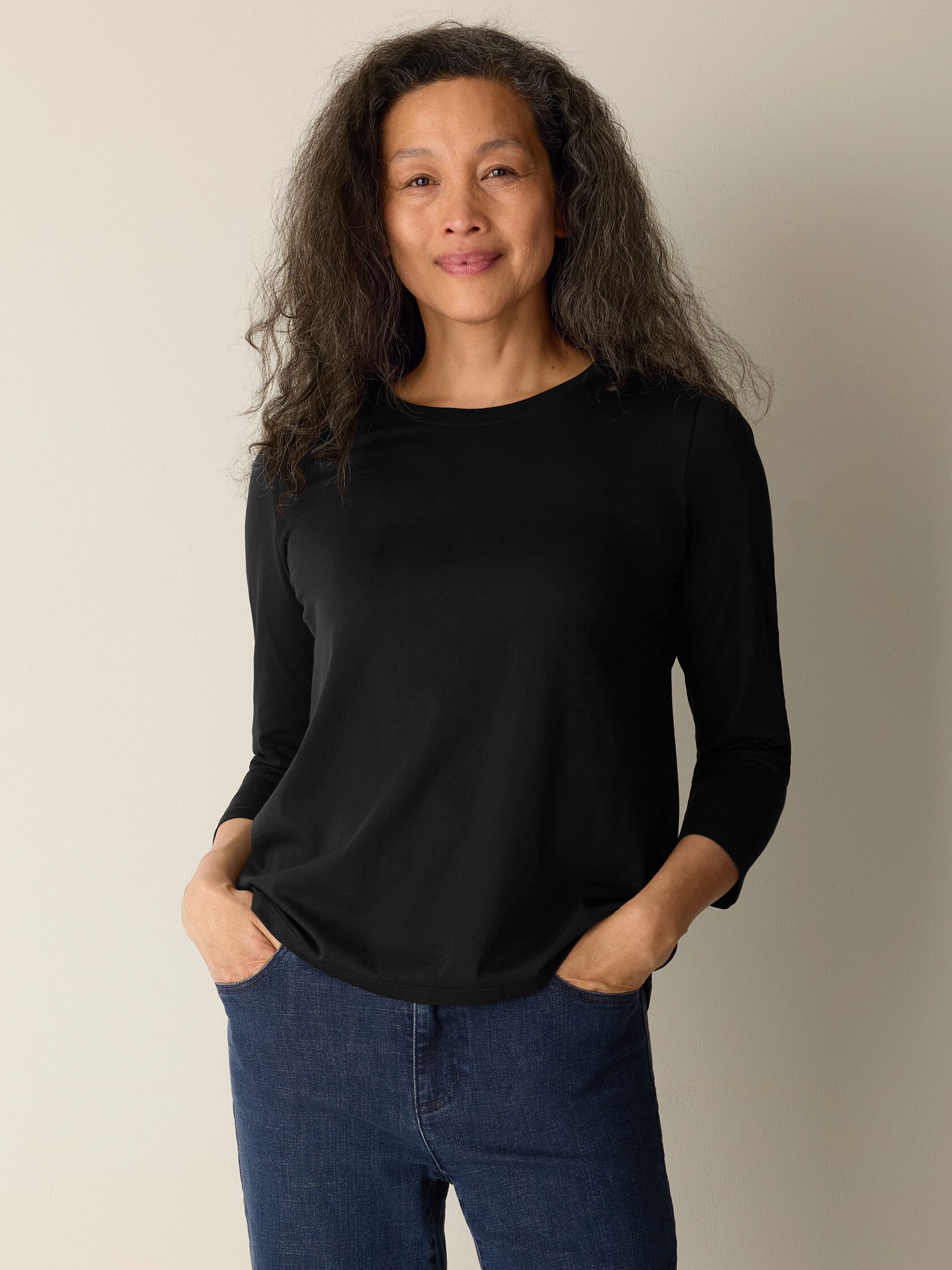 Organic Pima Cotton Jersey 3/4-Sleeve Tee