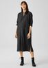 Wool Cotton Check Mandarin Collar Shirtdress