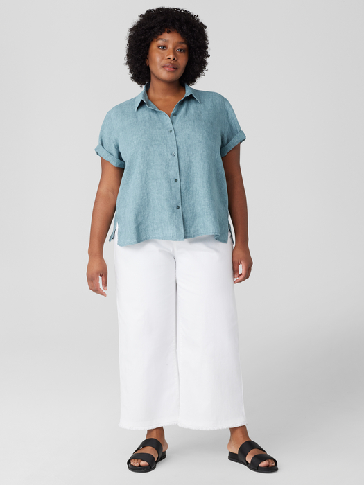 Washed Organic Linen Délavé Short-Sleeve Shirt