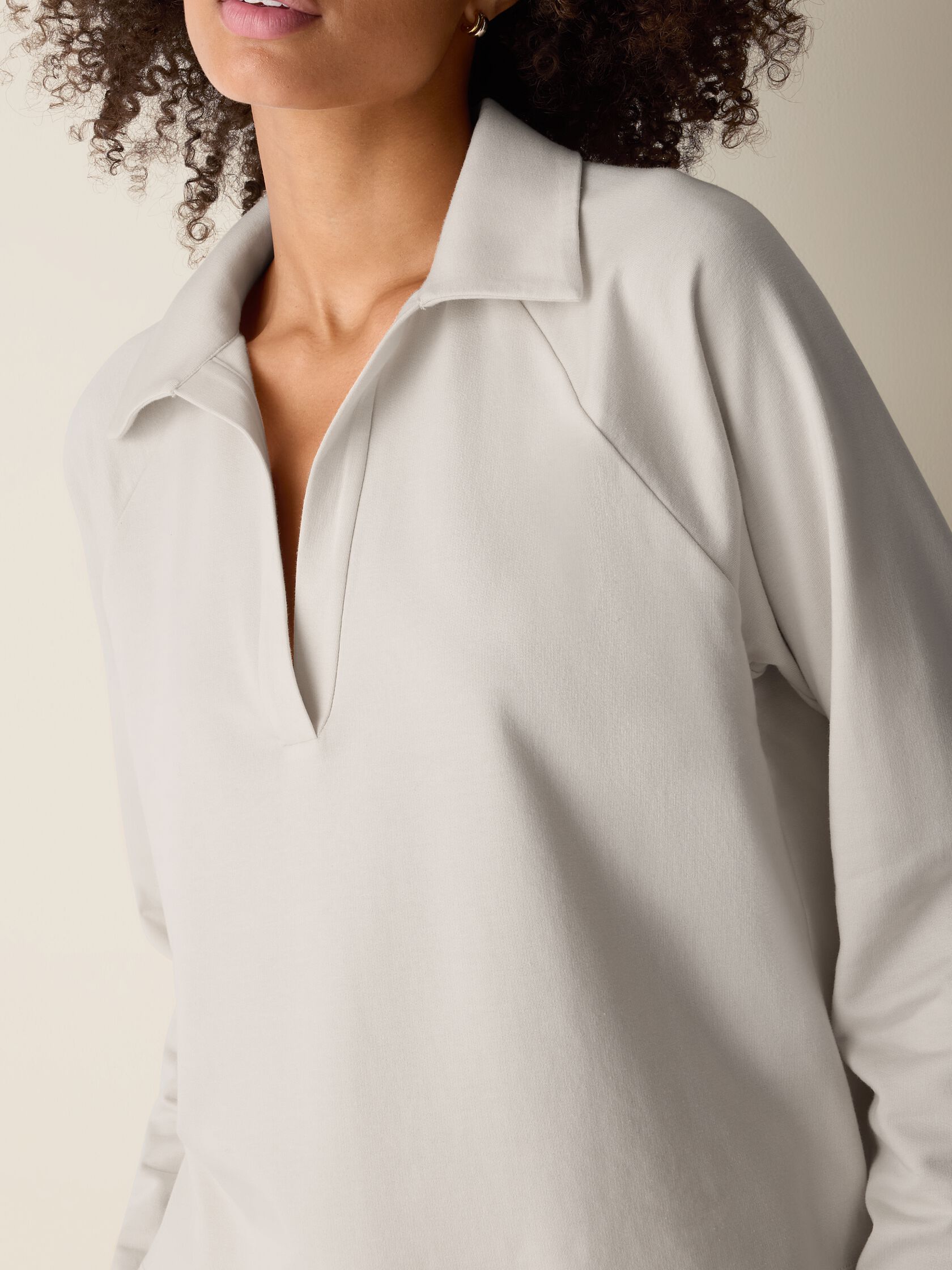 Cozy Brushed Terry Hug Split Neck Top