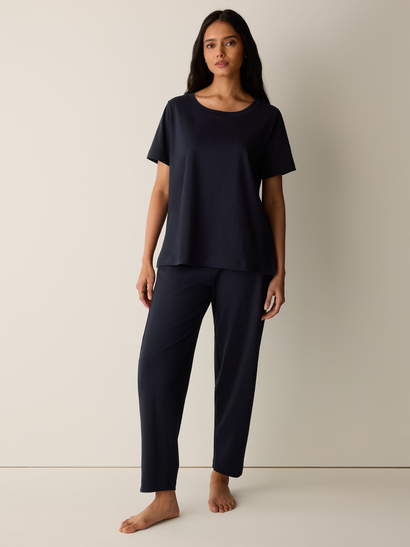 Organic Cotton Interlock Jewel Neck Sleep Tee