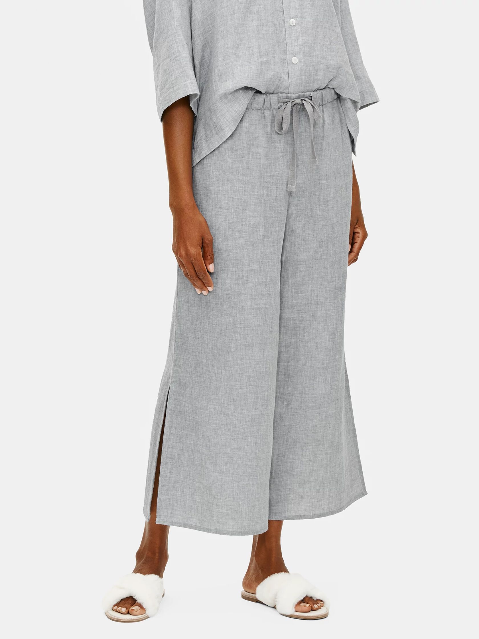 Organic Cotton Doubleweave Wide-Leg Pant