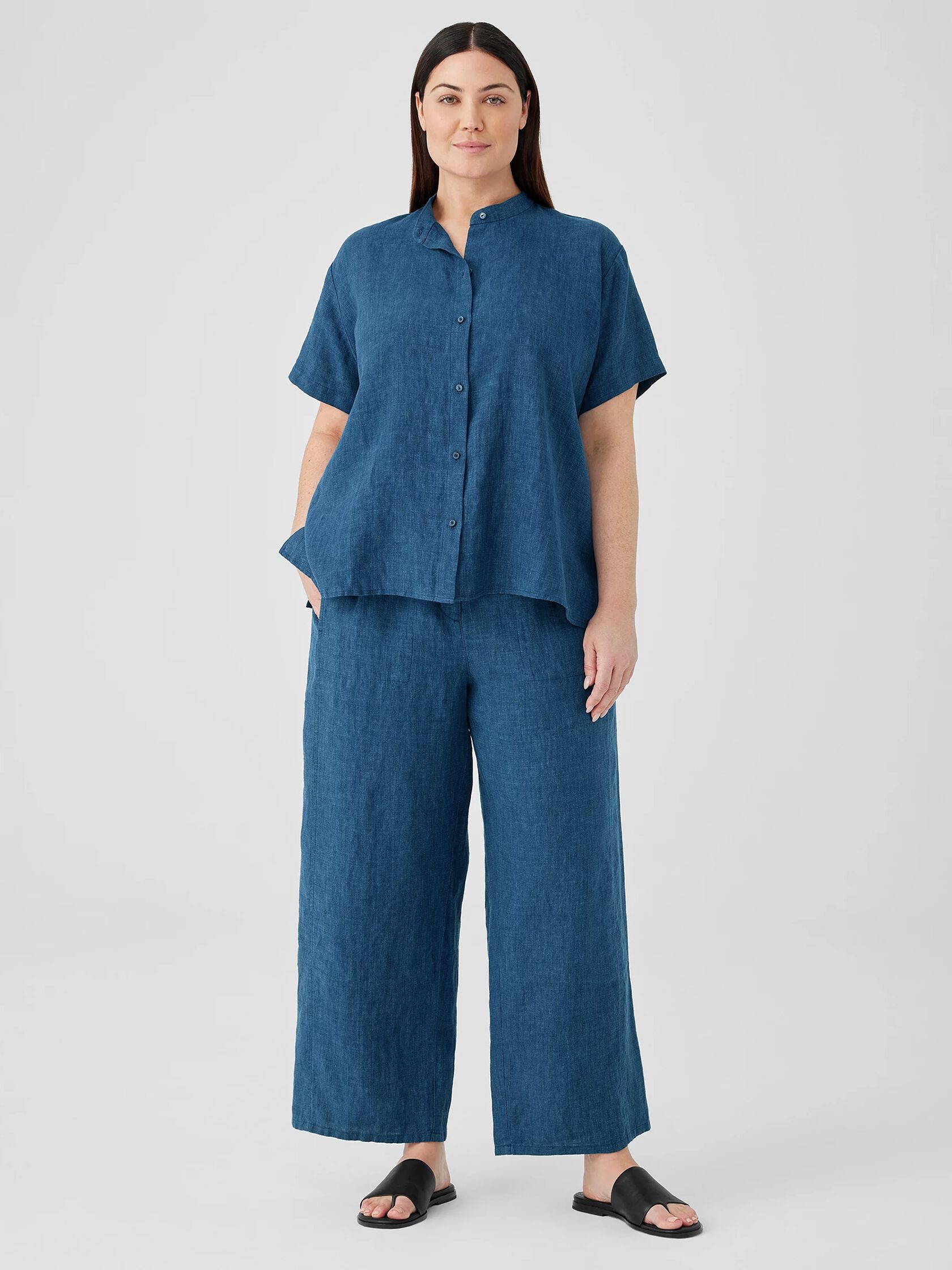 Washed Organic Linen Délavé Wide Trouser Pant