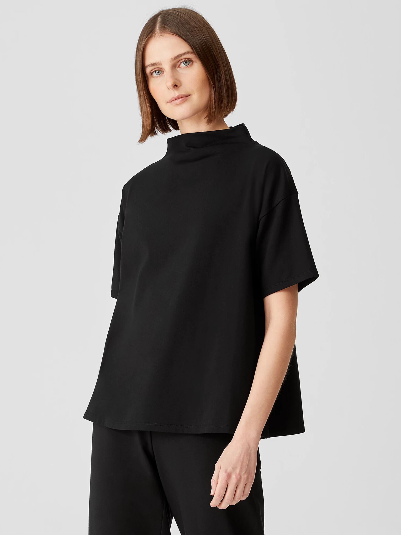 Traceable Organic Cotton Jersey Funnel Neck Top