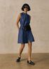 Lightweight Organic Cotton Denim Band Collar Dress
