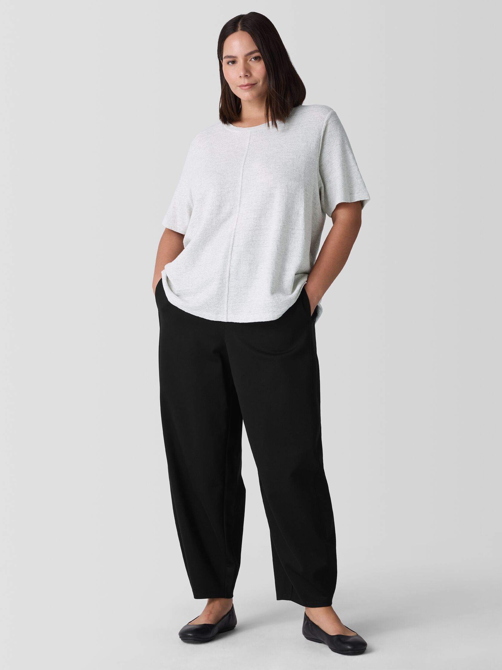 Organic Cotton Jacquard Crew Neck Top